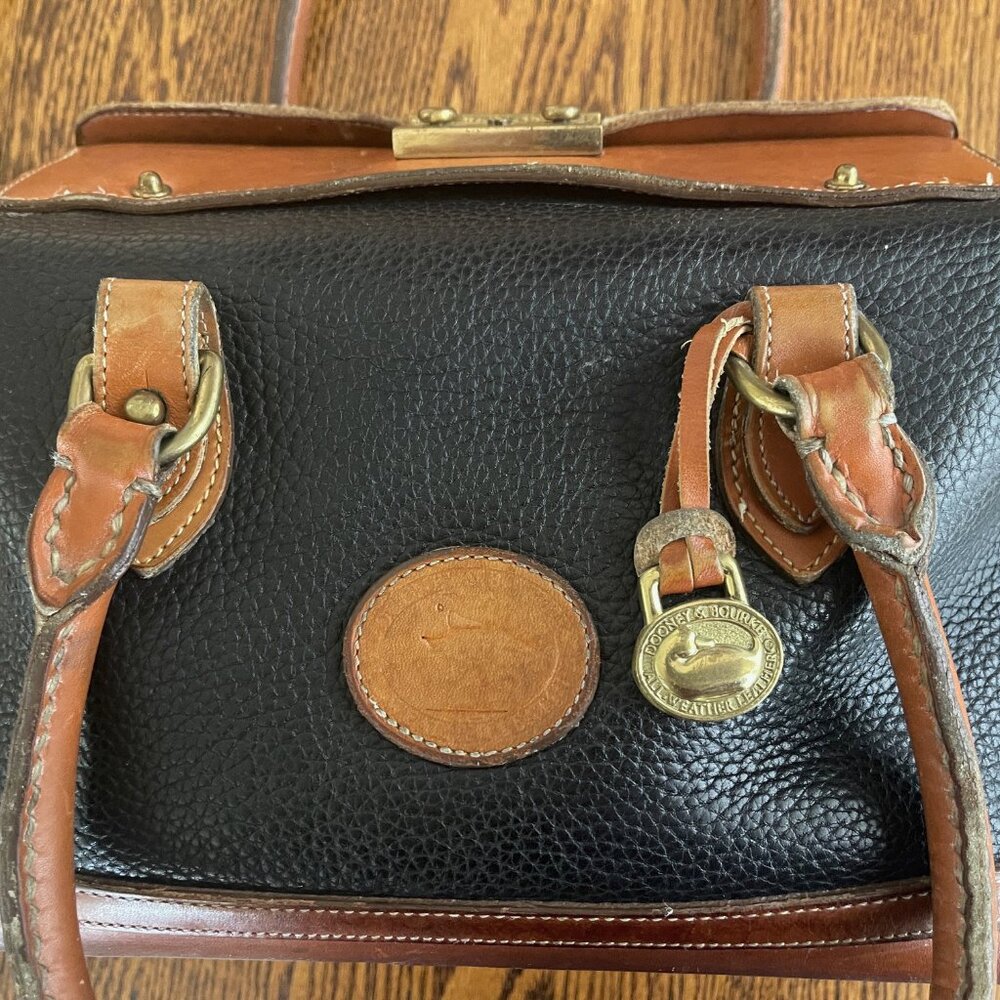 Dooney & Bourke Vintage Black Leather Top Handle Bag Women's Handbag